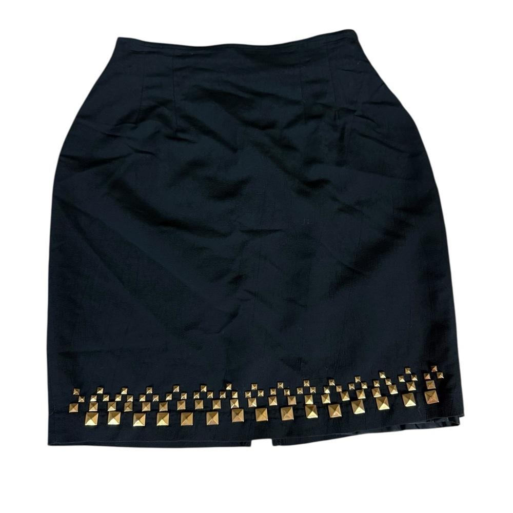 Y2K Cache Women’s 100% Rayon Black Mini Pencil Skirt with Gold Studs Size 10